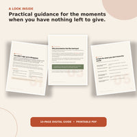 Two interior pages from the Running on Empty caregiver guide featuring boundary guidance and conversation scripts.